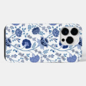 Jacobean Floral Big Pattern Blues op wit iPhone Hoesje (Achterkant horizontaal)