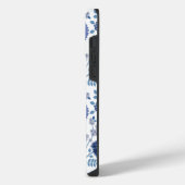 Jacobean Floral Big Pattern Blues op wit iPhone Hoesje (Linkerkant)