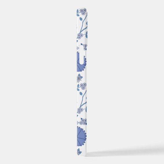 Jacobean Floral Big Pattern Blues op wit iPhone Hoesje (Rechterkant)