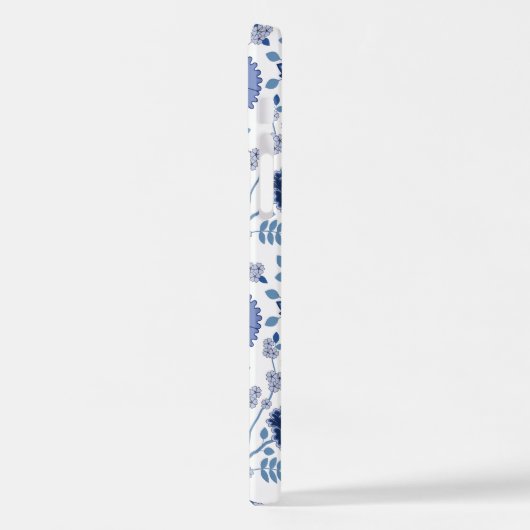 Jacobean Floral Big Pattern Blues op wit iPhone Hoesje (Linkerkant)