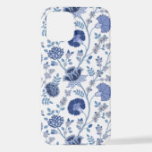 Jacobean Floral Big Pattern Blues op wit iPhone Hoesje (Achterkant)