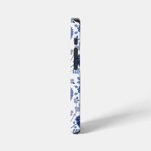 Jacobean Floral Big Pattern Blues op wit iPhone Hoesje (Linkerkant)