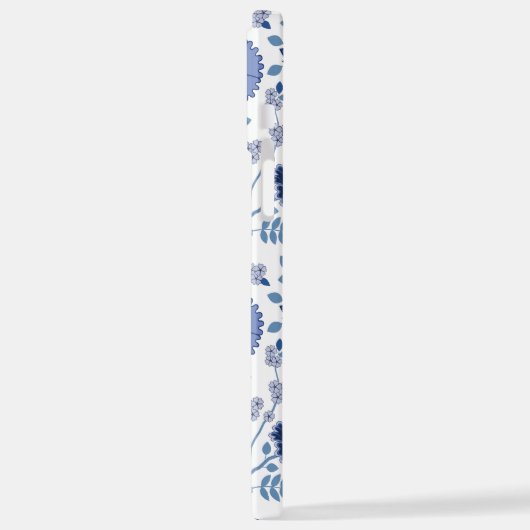 Jacobean Floral Big Pattern Blues op wit iPhone Hoesje (Linkerkant)