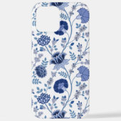 Jacobean Floral Big Pattern Blues op wit iPhone Hoesje (Achterkant)