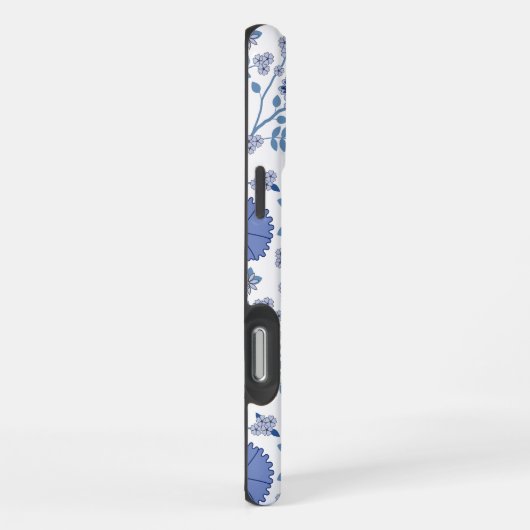 Jacobean Floral Big Pattern Blues op wit iPhone Hoesje (Rechterkant)