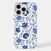Jacobean Floral Big Pattern Blues op wit iPhone Hoesje (Achterkant)