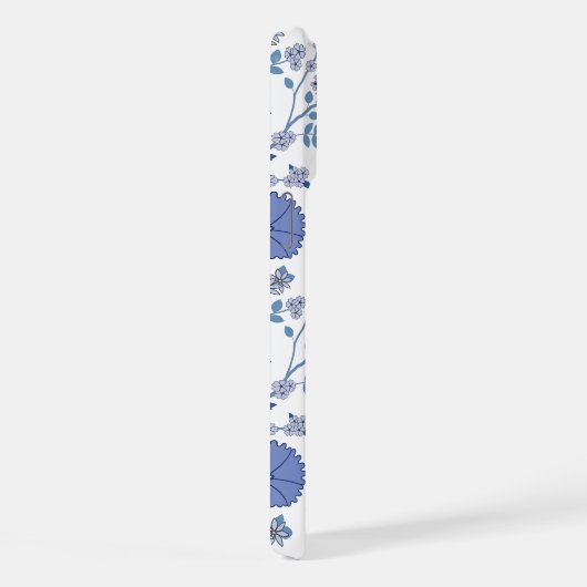 Jacobean Floral Big Pattern Blues op wit iPhone Hoesje (Rechterkant)