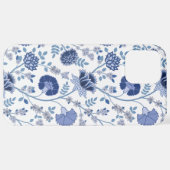 Jacobean Floral Big Pattern Blues op wit iPhone Hoesje (Achterkant horizontaal)