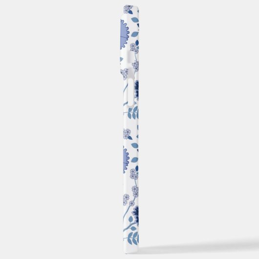 Jacobean Floral Big Pattern Blues op wit iPhone Hoesje (Linkerkant)