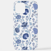 Jacobean Floral Big Pattern Blues op wit iPhone Hoesje (Achterkant)