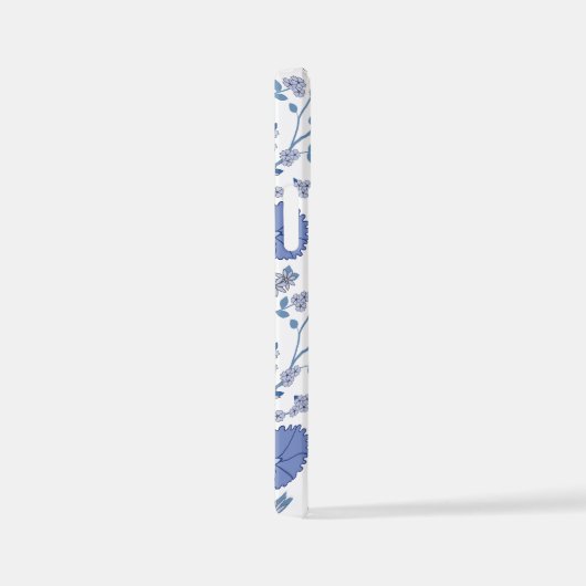 Jacobean Floral Big Pattern Blues op wit iPhone Hoesje (Rechterkant)