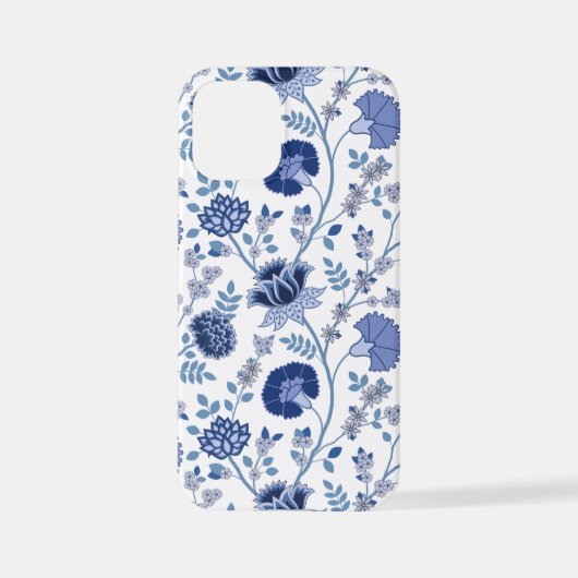 Jacobean Floral Big Pattern Blues op wit iPhone Hoesje (Achterkant)