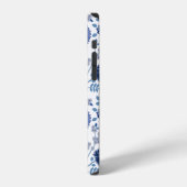 Jacobean Floral Big Pattern Blues op wit iPhone Hoesje (Linkerkant)