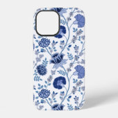 Jacobean Floral Big Pattern Blues op wit iPhone Hoesje (Achterkant)