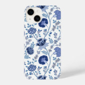 Jacobean Floral Big Pattern Blues op wit iPhone Hoesje (Achterkant)