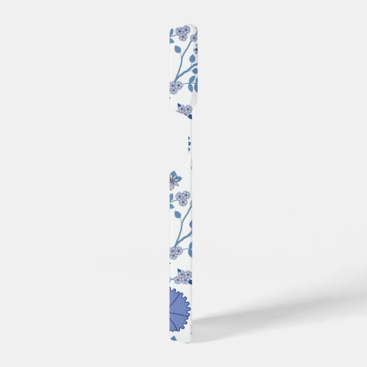 Jacobean Floral Big Pattern Blues op wit iPhone Hoesje (Rechterkant)