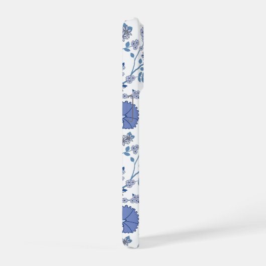 Jacobean Floral Big Pattern Blues op wit iPhone Hoesje (Rechterkant)