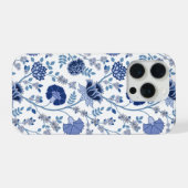 Jacobean Floral Big Pattern Blues op wit iPhone Hoesje (Achterkant horizontaal)