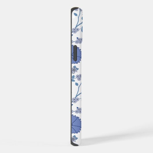 Jacobean Floral Big Pattern Blues op wit iPhone Hoesje (Rechterkant)