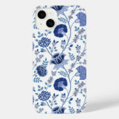 Jacobean Floral Big Pattern Blues op wit iPhone Hoesje (Achterkant)