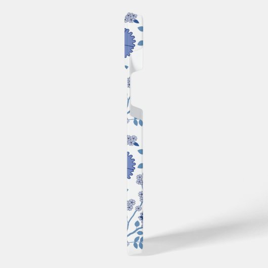 Jacobean Floral Big Pattern Blues op wit iPhone Hoesje (Linkerkant)