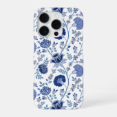 Jacobean Floral Big Pattern Blues op wit iPhone Hoesje (Achterkant)