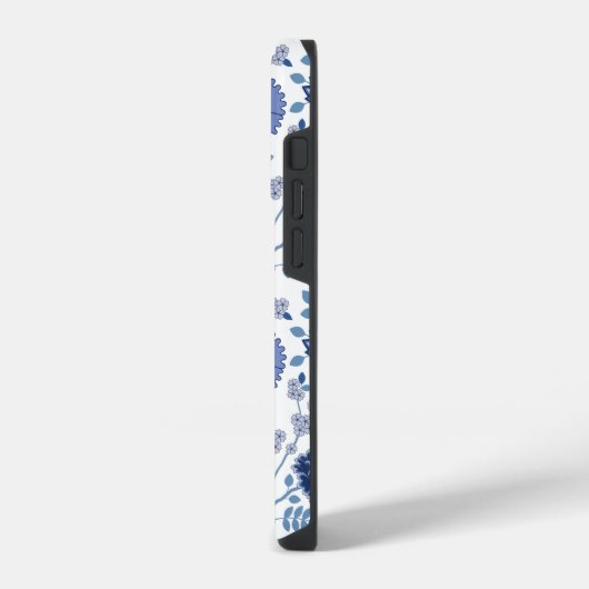 Jacobean Floral Big Pattern Blues op wit iPhone Hoesje (Linkerkant)
