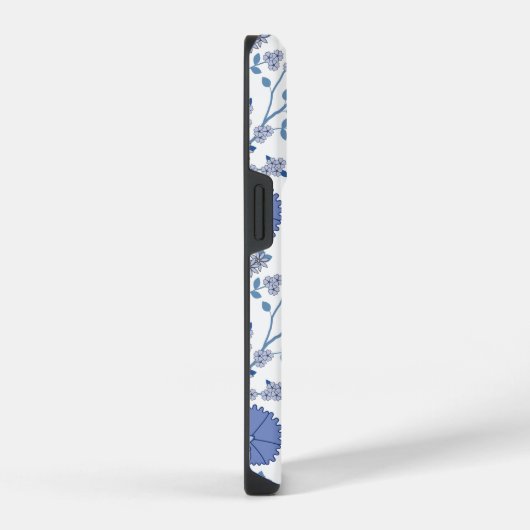 Jacobean Floral Big Pattern Blues op wit iPhone Hoesje (Rechterkant)