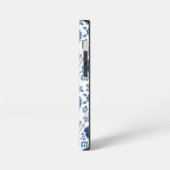 Jacobean Floral Big Pattern Blues op wit iPhone Hoesje (Linkerkant)