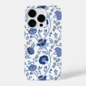 Jacobean Floral Big Pattern Blues op wit iPhone Hoesje (Achterkant)