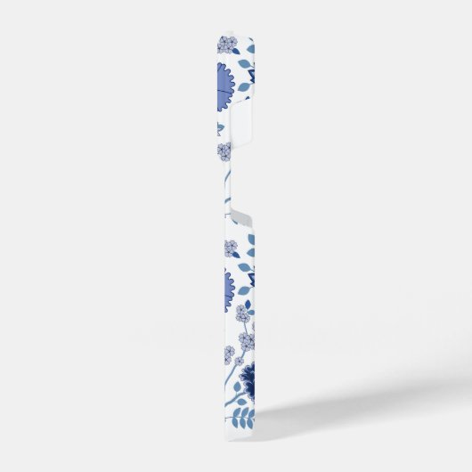 Jacobean Floral Big Pattern Blues op wit iPhone Hoesje (Linkerkant)
