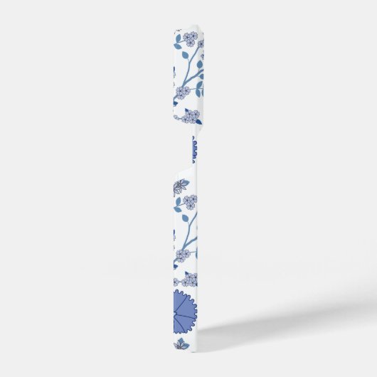 Jacobean Floral Big Pattern Blues op wit iPhone Hoesje (Rechterkant)