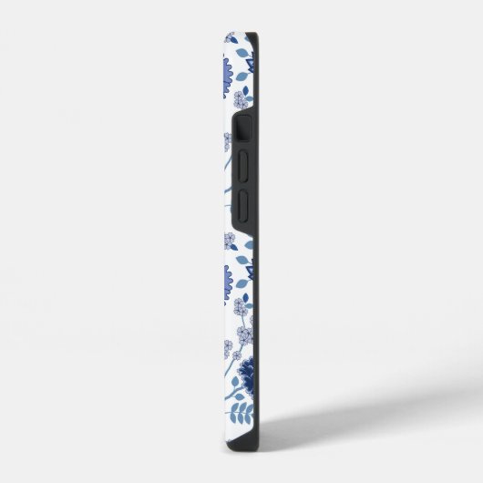 Jacobean Floral Big Pattern Blues op wit iPhone Hoesje (Linkerkant)