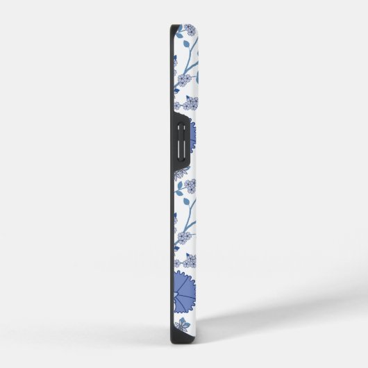 Jacobean Floral Big Pattern Blues op wit iPhone Hoesje (Rechterkant)