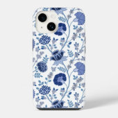 Jacobean Floral Big Pattern Blues op wit iPhone Hoesje (Achterkant)