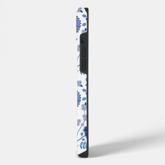 Jacobean Floral Big Pattern Blues op wit iPhone Hoesje (Linkerkant)