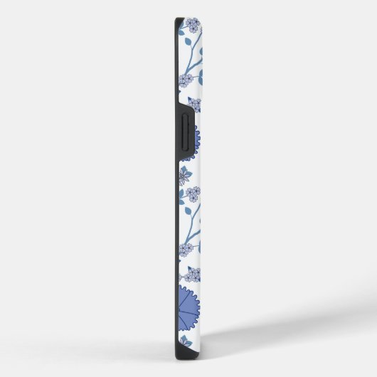 Jacobean Floral Big Pattern Blues op wit iPhone Hoesje (Rechterkant)