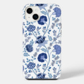 Jacobean Floral Big Pattern Blues op wit iPhone Hoesje (Achterkant)