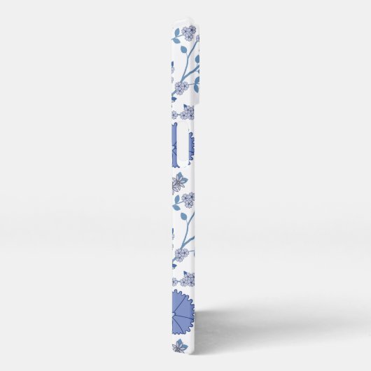 Jacobean Floral Big Pattern Blues op wit iPhone Hoesje (Rechterkant)