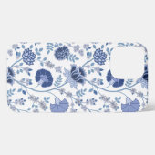 Jacobean Floral Big Pattern Blues op wit iPhone Hoesje (Achterkant horizontaal)
