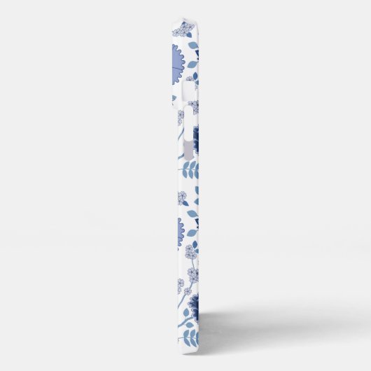 Jacobean Floral Big Pattern Blues op wit iPhone Hoesje (Linkerkant)