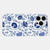 Jacobean Floral Big Pattern Blues op wit iPhone Hoesje (Achterkant horizontaal)