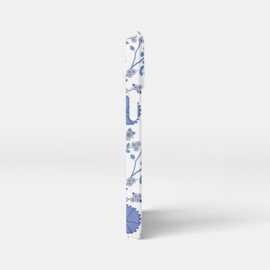 Jacobean Floral Big Pattern Blues op wit iPhone Hoesje (Rechterkant)