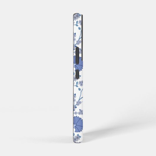 Jacobean Floral Big Pattern Blues op wit Samsung Galaxy Hoesje (Rechterkant)