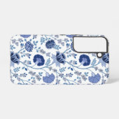 Jacobean Floral Big Pattern Blues op wit Samsung Galaxy Hoesje (Achterkant horizontaal)