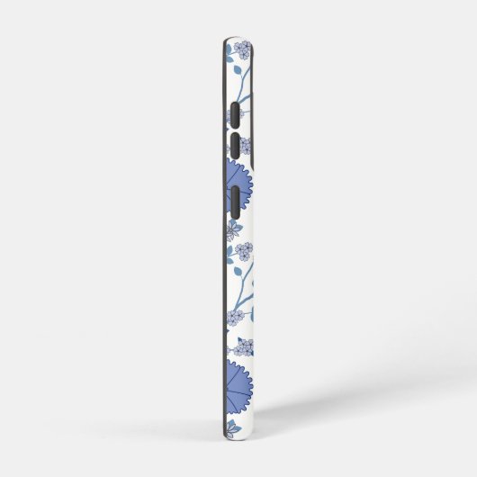 Jacobean Floral Big Pattern Blues op wit Samsung Galaxy Hoesje (Rechterkant)