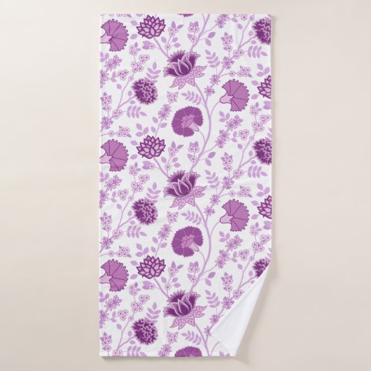 Jacobean Floral Big Pattern Pinks op wit Badhanddoek (Badhanddoek)