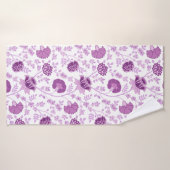 Jacobean Floral Big Pattern Pinks op wit Badhanddoek (Badhanddoek)
