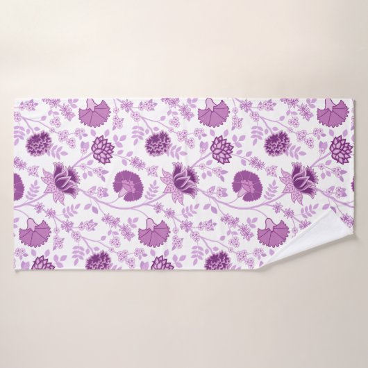 Jacobean Floral Big Pattern Pinks op wit Badhanddoek (Badhanddoek)