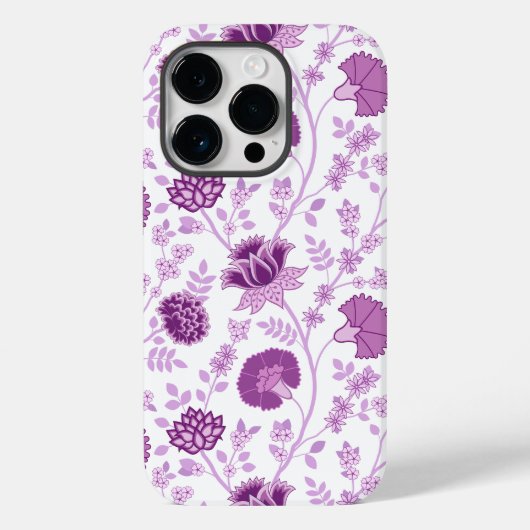 Jacobean Floral Big Pattern Pinks op wit Case-Mate iPhone Case (Achterkant)